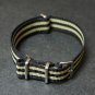 Black and Olive Green Stripe 22mm James Bond Nato Nylon Watch Strap