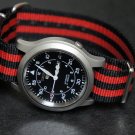 Black and Red Stripe 20mm James Bond Nato Nylon Watch Strap