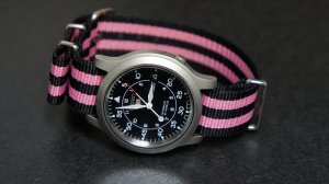 Black and Pink Stripe 22mm James Bond Nato Nylon Watch Strap