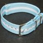 Light Blue and White Stripe 20mm Nato Nylon Watch Strap
