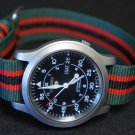 Green Black Red Stripe 22mm Military Watch Strap