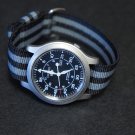 Black Gray Stripe 22mm Military Watch Strap