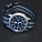 Black Gray Stripe 22mm Military Watch Strap