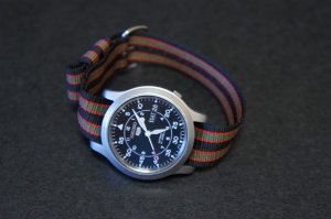 Black Red Green Stripe 20mm Military Watch Strap