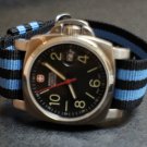 Black Blue Stripe 22mm Military Watch Strap