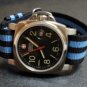Black Blue Stripe 22mm Military Watch Strap