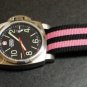 Black Pink Stripe 22mm Military Watch Strap