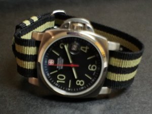 Black Olive Stripe 20mm Military Watch Strap