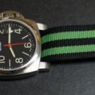 Black Green Stripe 22mm Military Watch Strap