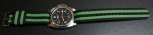 Black Green Stripe 22mm Military Watch Strap