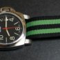 Black Green Stripe 22mm Military Watch Strap