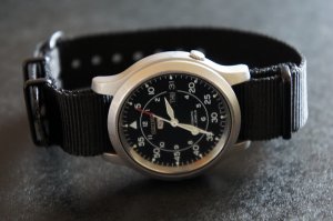 Black 22mm PVD Black Line Nato Nylon Watch Strap