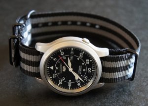 Black Gray Stripe 18mm PVD Black Line Nato Nylon Watch Strap