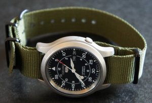 Military Green 22mm PVD Black Line Nato Nylon Watch Strap