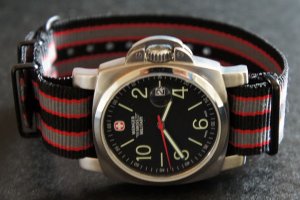Black Red Gray Stripe 20mm PVD Black Line Nato Nylon Watch Strap