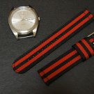Black Red Stripe 18mm 2 Piece Military Watch Strap