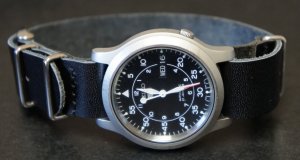 Black 22mm Leather Nato Watch Strap