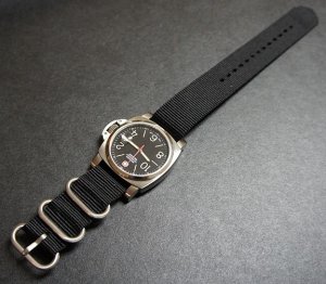 Black 20mm 3 Ring Zulu Nylon Watch Strap Band