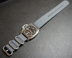 Gray 24mm 3 Ring Zulu Nylon Watch Strap Band