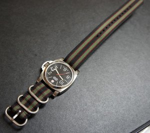 Black Red Green 22mm 3 Ring Zulu Nylon Watch Strap Band