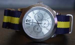 Blue and Yellow Stripe 18mm Nato Nylon Watch Strap