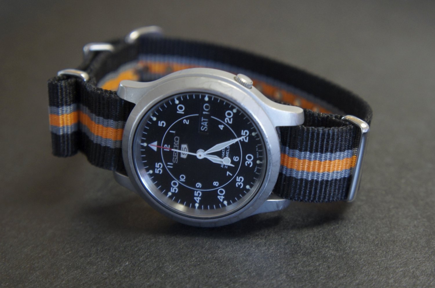 Black Gray and Orange 18mm Nato Nylon Watch Strap