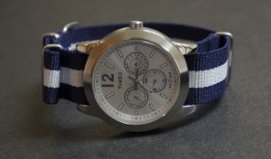Blue and White Stripe 20mm James Bond  Nato Nylon Watch Strap