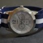 Blue and White Stripe 18mm James Bond  Nato Nylon Watch Strap