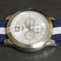 Blue and White Stripe 18mm James Bond Nato Nylon Watch Strap