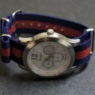 Blue and Red Stripe 16mm James Bond  Nato Nylon Watch Strap