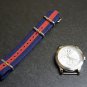 Blue and Red Stripe 16mm James Bond  Nato Nylon Watch Strap