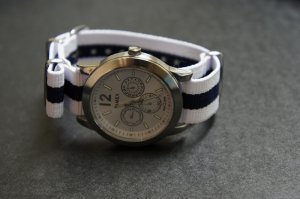 White Blue Stripe 20mm James Bond  Nato Nylon Watch Strap