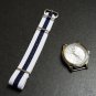 White Blue Stripe 20mm James Bond  Nato Nylon Watch Strap