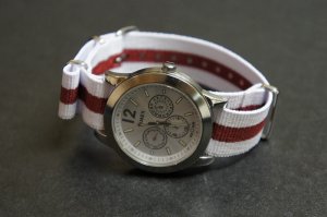 White Red Stripe 20mm James Bond  Nato Nylon Watch Strap