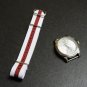 White Red Stripe 20mm James Bond  Nato Nylon Watch Strap