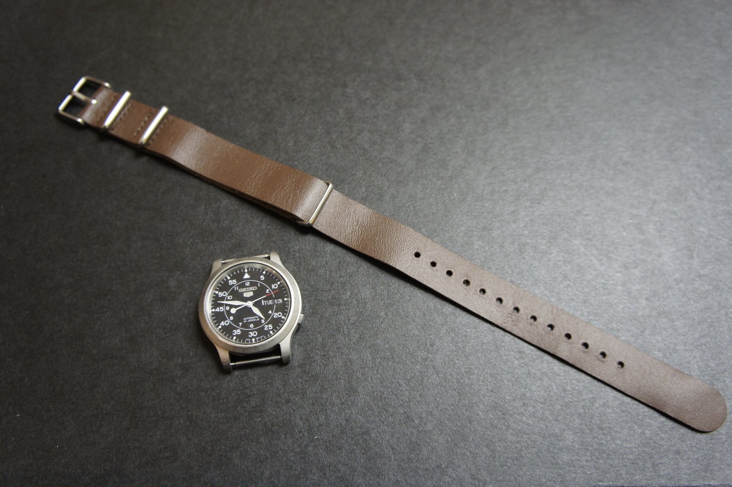 Brown 18mm Leather Nato Watch Strap