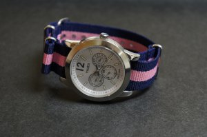 Blue and Pink Stripe 20mm James Bond  Nato Nylon Watch Strap