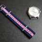 Blue and Pink Stripe 20mm James Bond Nato Nylon Watch Strap