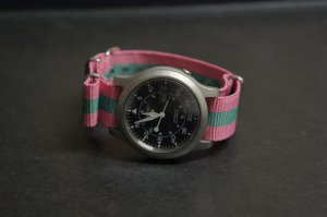 Pink Green Stripe 18mm James Bond  Nato Nylon Watch Strap