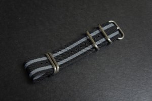 Black Gray 26mm 5 Ring Zulu Nylon Watch Strap Band