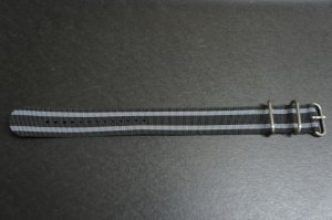 Black Gray 26mm 3 Ring Zulu Nylon Watch Strap Band