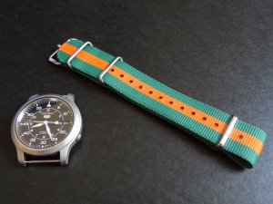 Green and Orange Stripe 20mm Nato Nylon Watch Strap