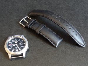 Timex Black Leather 20mm Watch Strap Band NEW