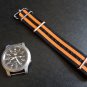 Black and Orange Double Stripe 18mm James Bond Nato Nylon Watch Strap