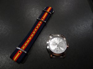 Navy Red Yellow Stripe 20mm James Bond Nato Nylon Watch Strap