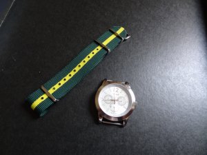 Forest Green Yellow Stripe 20mm James Bond Nato Nylon Watch Strap