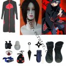 (9 accessories) Akatsuki member itachi Uchiha cosplay cloak set from Naruto