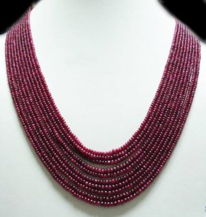 11Strand Stunning Natural Cabochon Ruby Beads Necklace