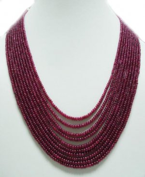 10Strand Stunning Natural Cabochon Ruby Beads Necklace