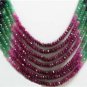 Colombian Emerald Ruby Sapphire String Beaded Necklace
